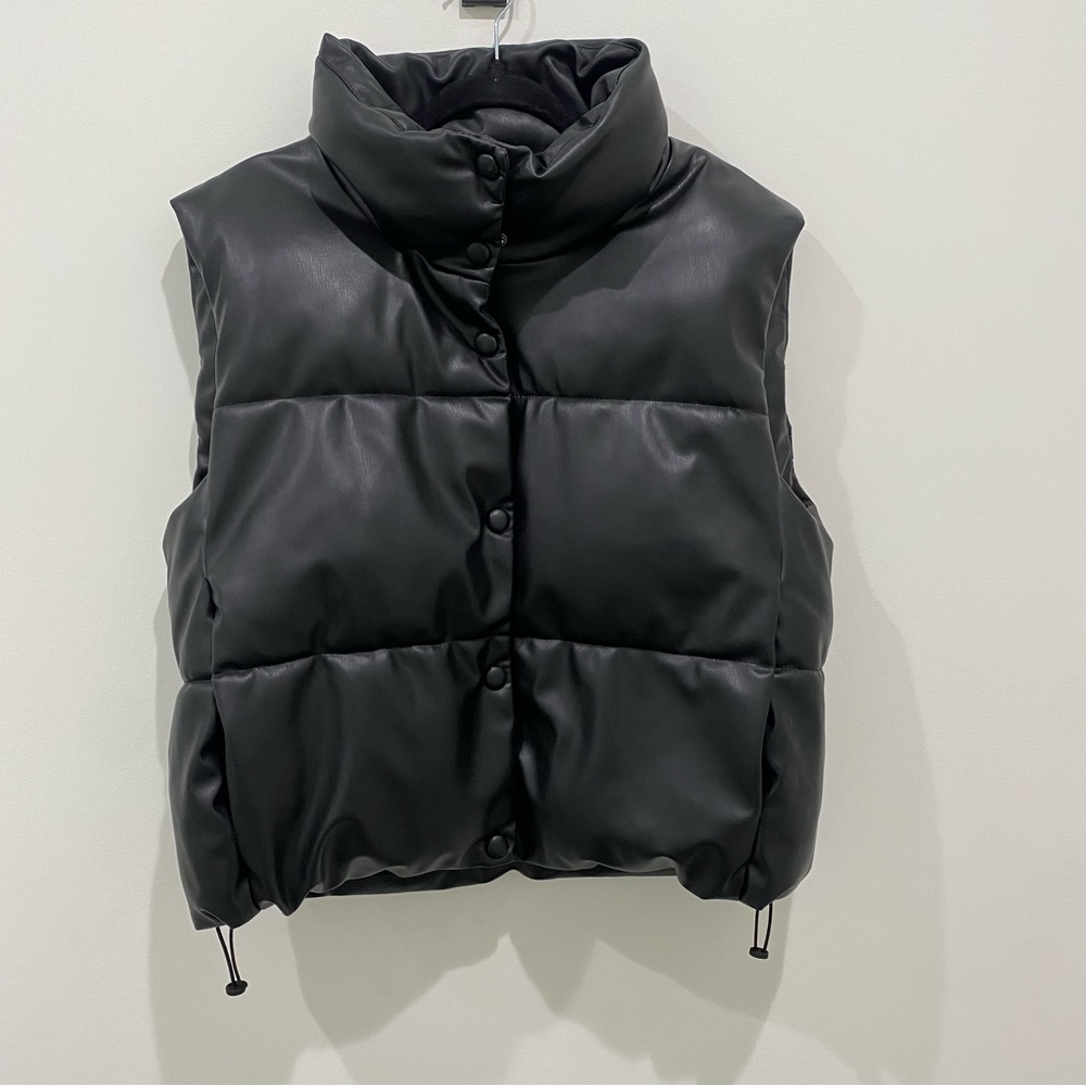 ZARA FAUX LEATHER PUFFER VEST